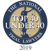 National Trial Lawyers Top 40 Under 40 badge, 2019